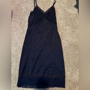 Vintage Navy Blue Lace Slip Dress